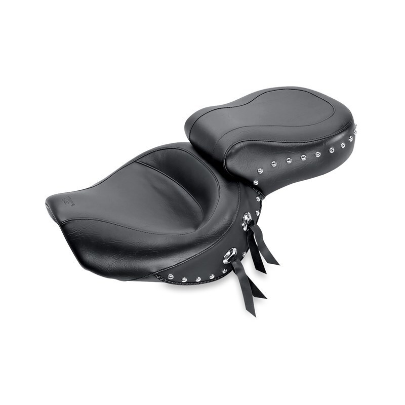 Mustang Motorcycle 75435 - Mustang 06-17 Harley Dyna Wide Touring 1PC Seat w/Studs - Black