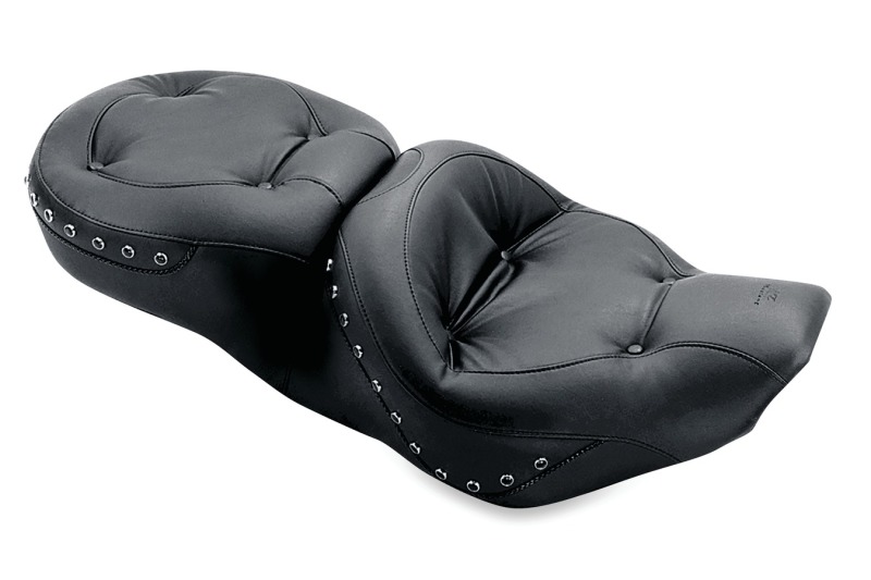 Mustang Motorcycle 75466 - Mustang 97-07 Harley Rd King, 06-07 Str Glide, 00-05 Eagle Tour 1PC Seat w/Blk Pearl Studs - Black