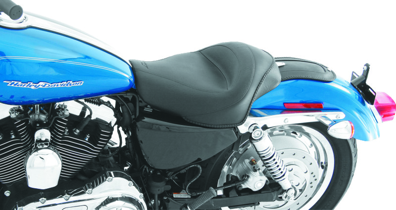Mustang Motorcycle 76159 - Mustang 04-21 Harley Sportster 4.5 GAL Standard Touring Solo Seat - Black