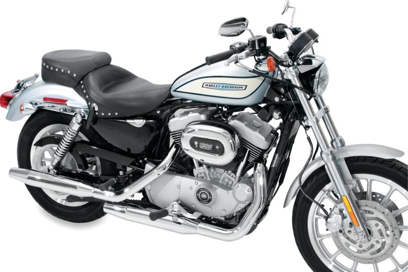 Mustang Motorcycle 76151 - Mustang 04-21 Harley Sportster 3.3 Gallon Wide Touring Solo Seat w/Studs - Black