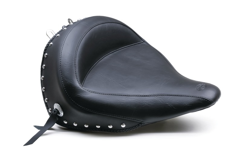 Mustang Motorcycle 76233 - Mustang 00-15 Harley Softail Standard Rear Tire Wide Touring Solo Seat w/Studs - Black