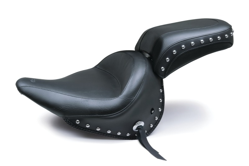 Mustang Motorcycle 76235 - Mustang 05-17 Harley Deluxe (With Standard Rack) Wide Touring Passenger Seat w/Studs - Black