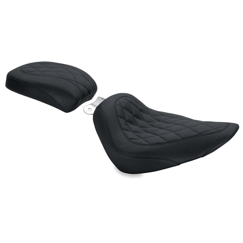 Mustang Motorcycle 76812 - Mustang 00-15 Harley Softail Standard Rear Tire Wide Tripper Solo Seat Diamond Stitch- Black