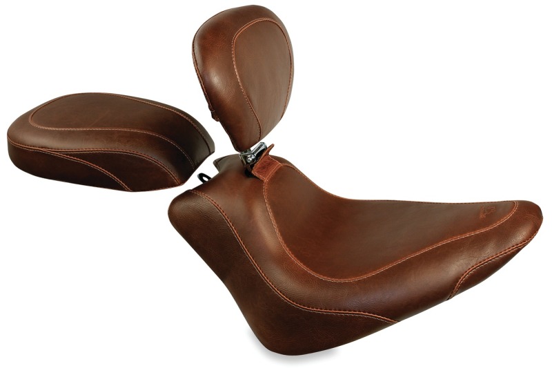 Mustang Motorcycle 76765 - Mustang 11-13 Harley Blackline, 12-17 Slim/Slim S Tripper Passenger Seat - Distressed Brown