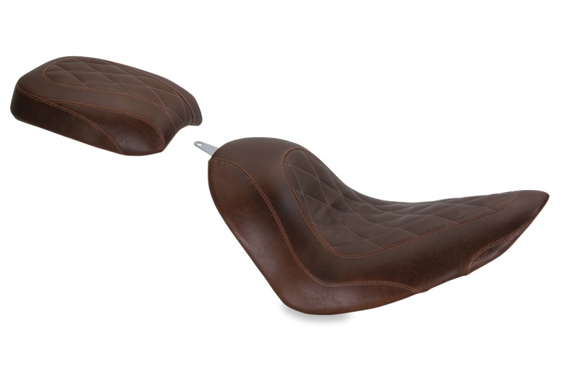 Mustang Motorcycle 76788 - Mustang 06-17 Harley Softail Wide Tire (200mm) Tripper Solo Seat Diamond Stitch - Distressed Brown