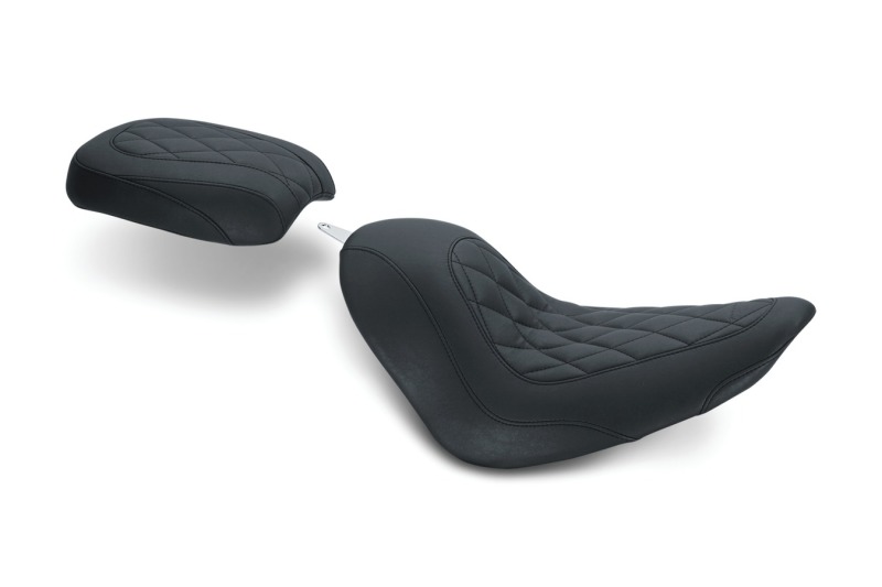 Mustang Motorcycle 76784 - Mustang 06-17 Harley Softail Wide Tire (200mm) Tripper Solo Seat Diamond Stitch - Black