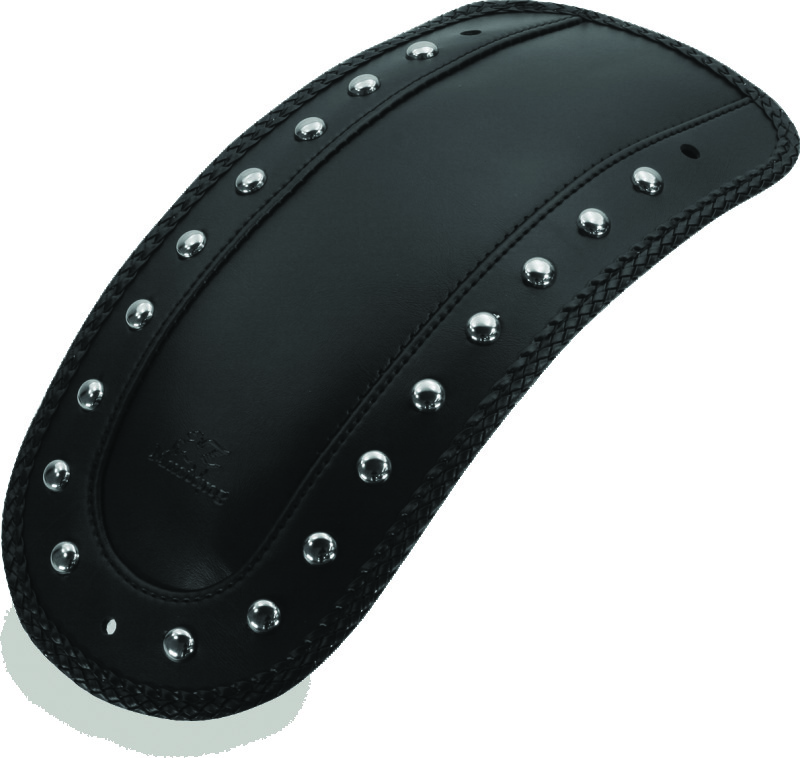 Mustang Motorcycle 78113 - Mustang 00-17 Harley Softail FLSTS, FLSTN, FLSTC w/Stud Plate Fender Bib w/Studs - Black