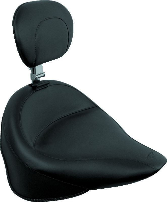 Mustang Motorcycle 79124 - Mustang 84-06 Harley Standard Rear Tire Wide Touring Vintage Solo Seat w/Driver Backrest - Black
