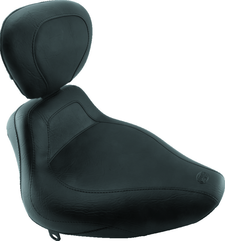 Mustang Motorcycle 79278 - Mustang 84-06 Harley Standard Rear Tire Harley Sport Touring Solo Seat w/Driver Backrest - Black