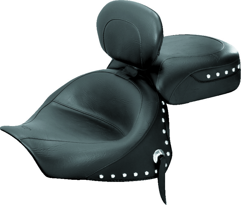 Mustang Motorcycle 79350 - Mustang 03-08 Kawasaki Vulcan 1600 Classic,05-08 Nomad Tour 2PC Seat w/Driver Backrest Studs - Black