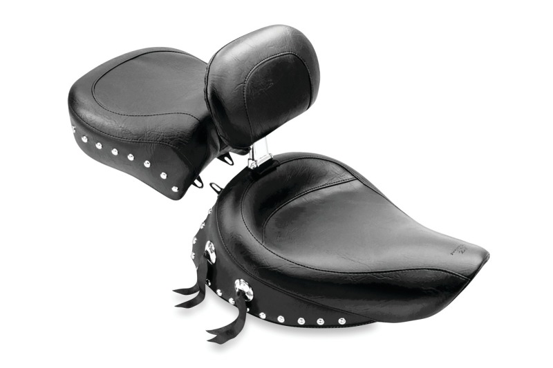 Mustang Motorcycle 79119 - Mustang 91-05 Harley Dyna Wide Touring Recessed Passenger Seat w/Studs - Black