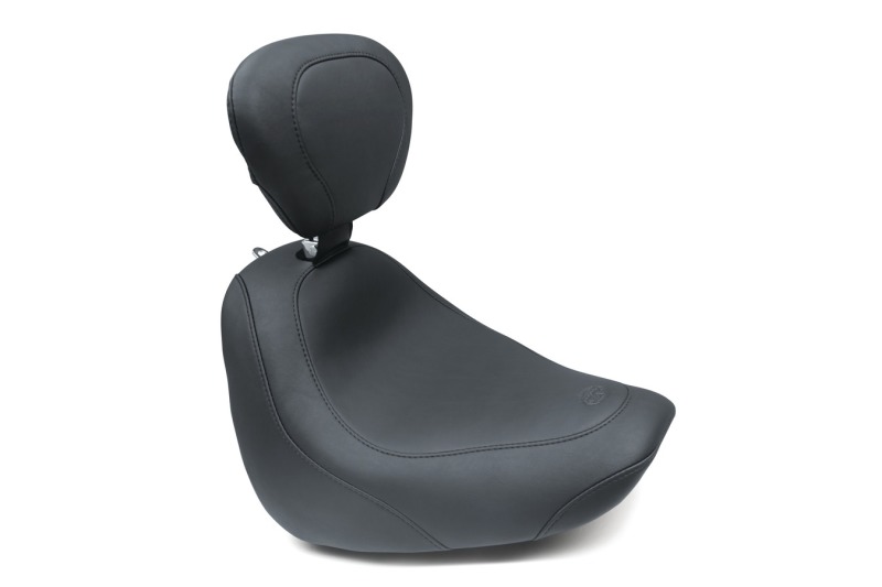 Mustang Motorcycle 79336 - Mustang 18-21 Harley Fat Bob Wide Tripper Solo Seat w/ Driver Backrest - Black