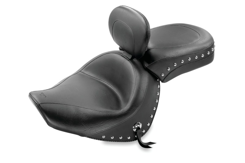 Mustang Motorcycle 79410 - Mustang 05-09 Suzuki Boulevard C90, C90T Standard Touring 2PC Seat w/Driver Backrest Studs - Black