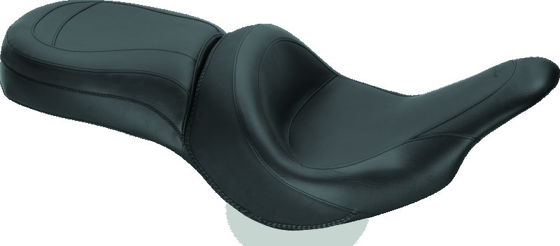 Mustang Motorcycle 79485 - Mustang 00-15 Harley Softail Std Rear Tire Wide Touring Solo Seat w/Driver Backrest w/Studs - Black