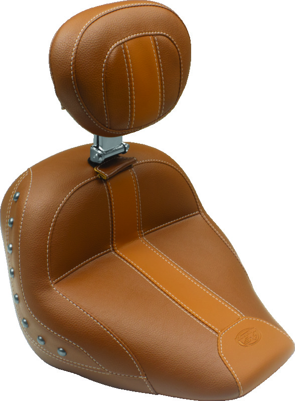 Mustang Motorcycle 79526MV - Mustang 15-21 Indian Scout Standard Touring Solo Seat w/Driver Backrest w/Studs - Brown