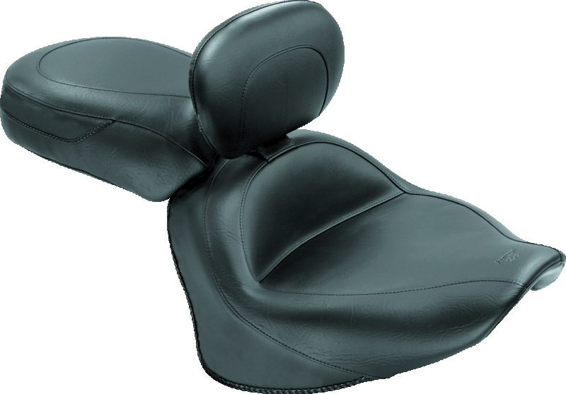 Mustang Motorcycle 79477 - Mustang 07-17 Yamaha V-Star 1300, 1300 Tourer Wide Touring 2PC Seat w/Driver Backrest - Black