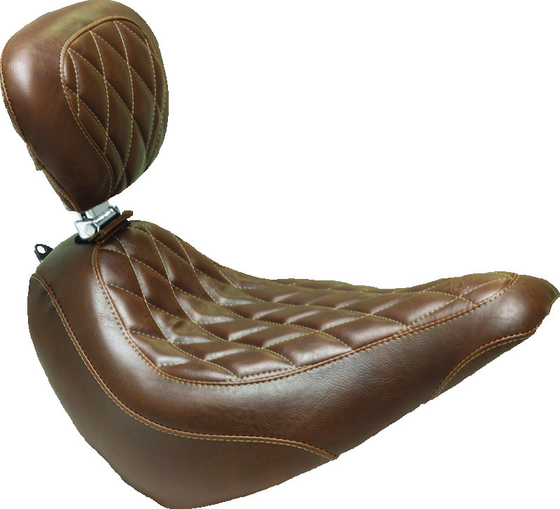 Mustang Motorcycle 83031 - Mustang 18-21 Harley Street Bob Wide Tripper Solo Seat w/Driver Backrest Diamond Stitch - Brown Mustang Motorcycle 83031 - Mustang 18-21 Harley Street Bob Wide Tripper Solo Seat w/Driver Backrest Diamond Stitch - Brown