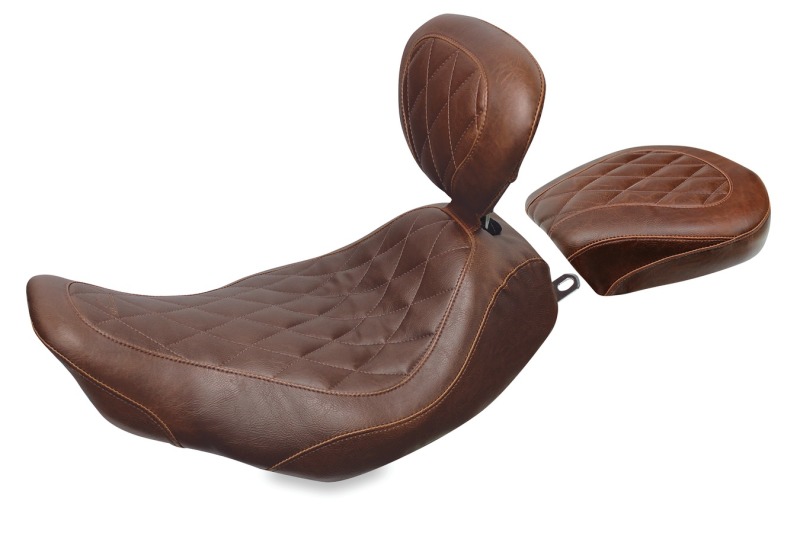 Mustang Motorcycle 79696 - Mustang 97-07 Harley Rd King, 06-07 Str Glide, 00-05 Eagle Wide Tripper Solo Seat w/DBR - Brown