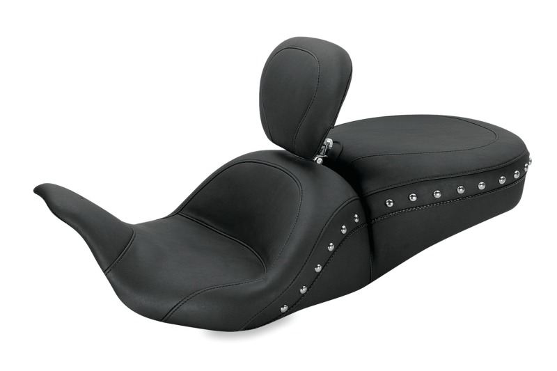 Mustang Motorcycle 79704 - Mustang 08-21 Harley Electra Glide, Rd Glide, Rd King, Glide Lowdown 1PC Seat w/DBR Studs - Black