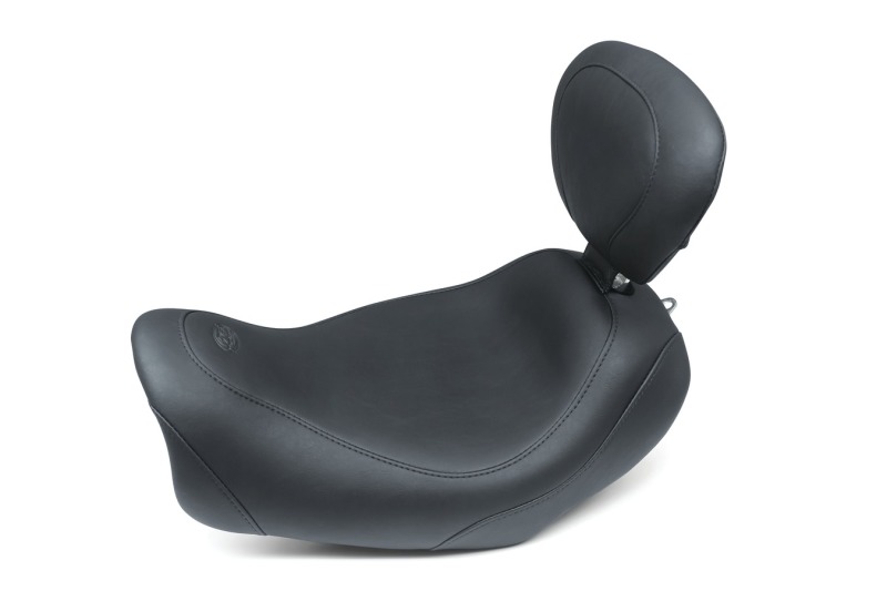 Mustang Motorcycle 79798 - Mustang 14-17 Harley Fat Bob Wide Tripper Solo Seat w/Driver Backrest - Black