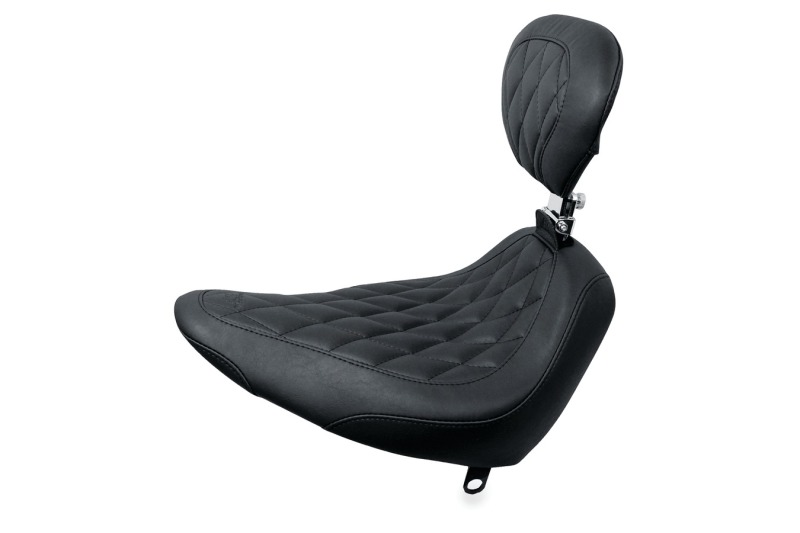 Mustang Motorcycle 79751 - Mustang 84-06 Harley Standard Rear Tire Wide Tripper Solo Seat w/DBR Diamond Stitch - Black