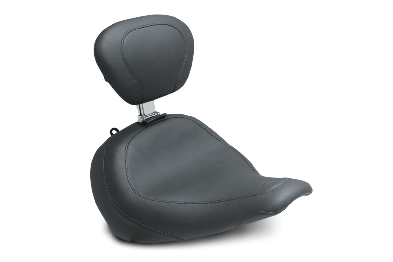 Mustang Motorcycle 79772 - Mustang 18-21 Harley Fat Boy Wide Tripper Solo Seat w/Driver Backrest - Black