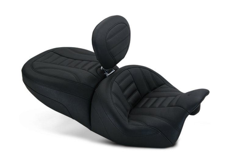 Mustang Motorcycle 79593 - Mustang 15-21 Harley Freewheeler Touring Forward Deluxe 1PC Seat w/Driver Backrest - Black