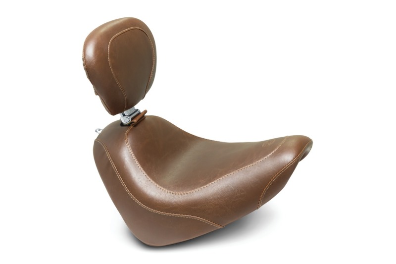 Mustang Motorcycle 83010 - Mustang 18-21 Harley Fat Bob Wide Tripper Solo Seat w/Driver Backrest - Brown Mustang Motorcycle 83010 - Mustang 18-21 Harley Fat Bob Wide Tripper Solo Seat w/Driver Backrest - Brown