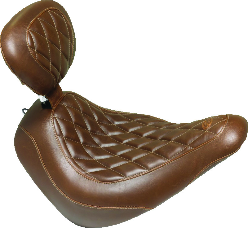 Mustang Motorcycle 83040 - Mustang 18-21 Harley Low Rider, Sport Glide Wide Tripper Solo Seat w/Driver Backrest Diamond - Brown