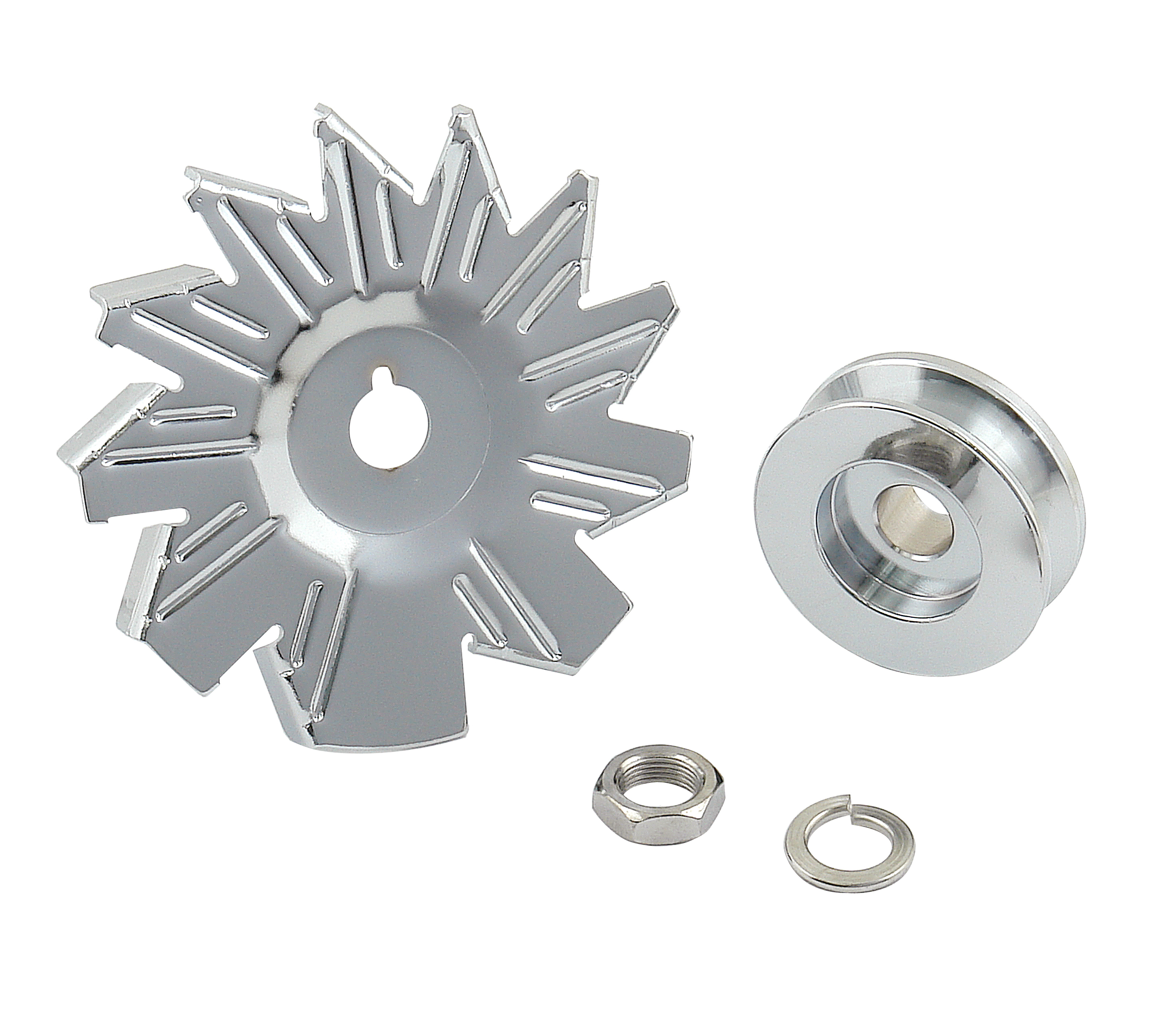 Mr. Gasket 6808 - Chrome Plated Alternator Fan And Pulley Kit
