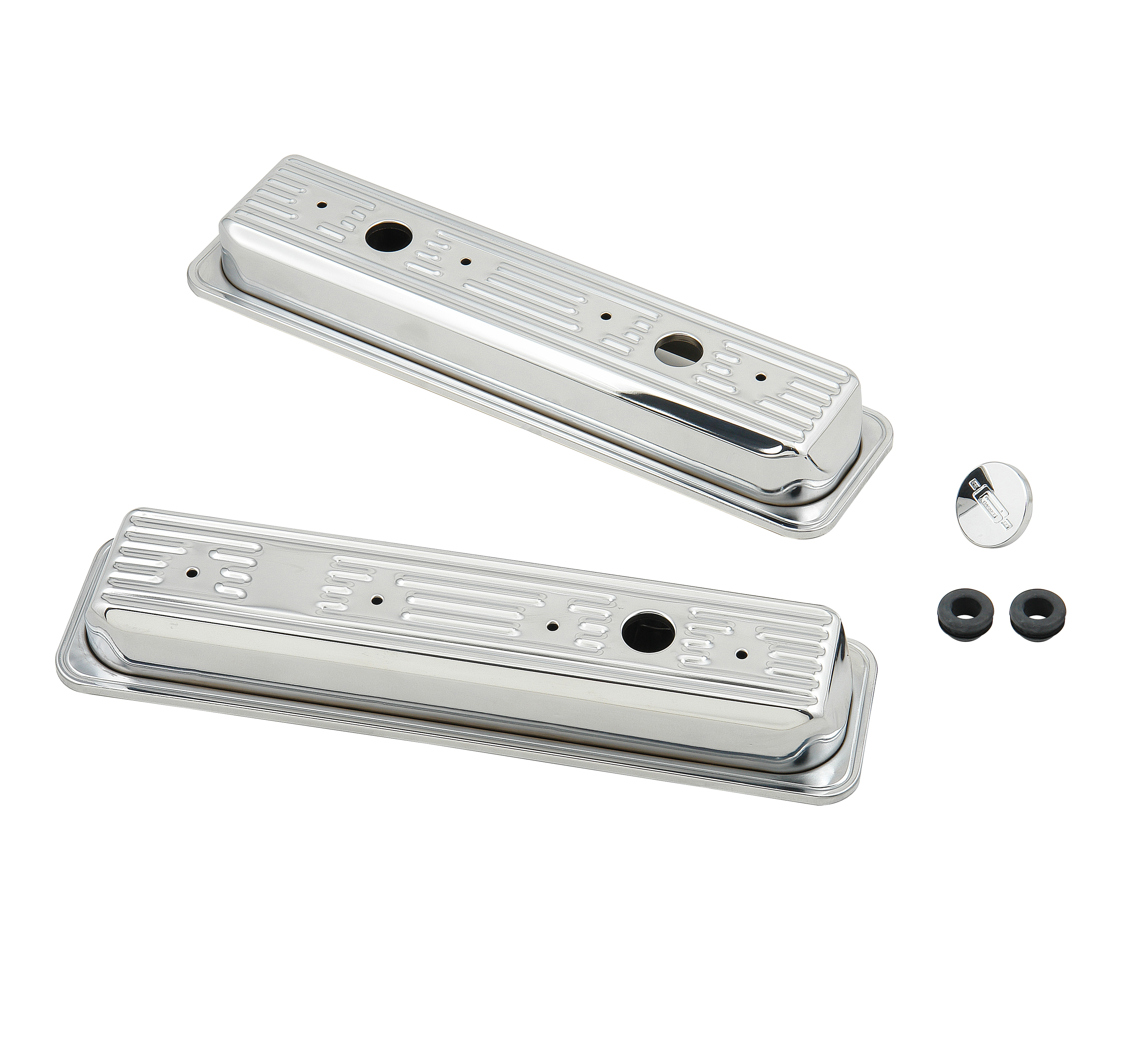 Mr. Gasket 9415 - Chrome Valve Covers - Finned Mr. Gasket 9415 - Chrome Valve Covers - Finned