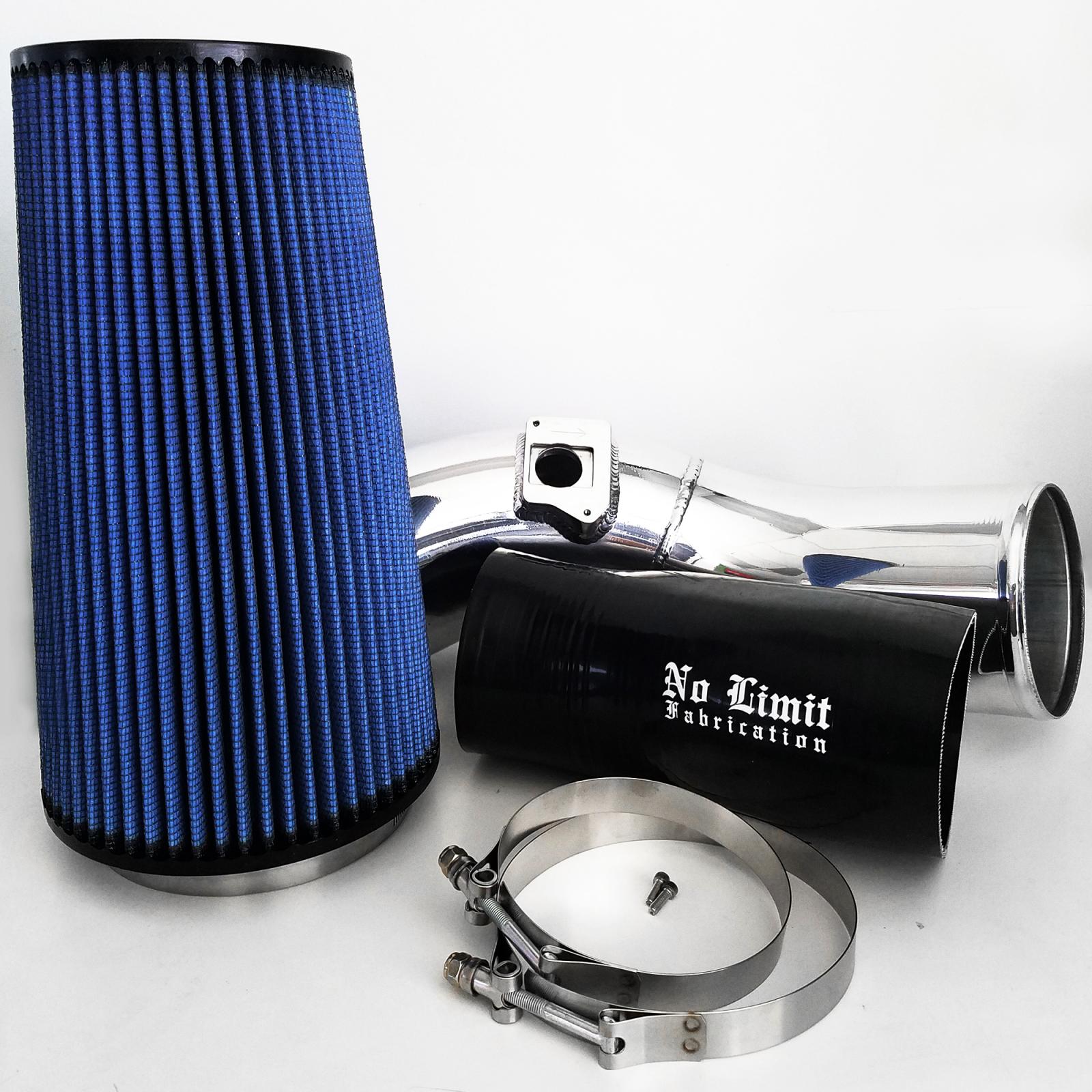 No Limit Fabrication 60CAIPO - 6.0 Cold Air Intake 03-07 Ford Super Duty Power Stroke Polished Oiled Filter