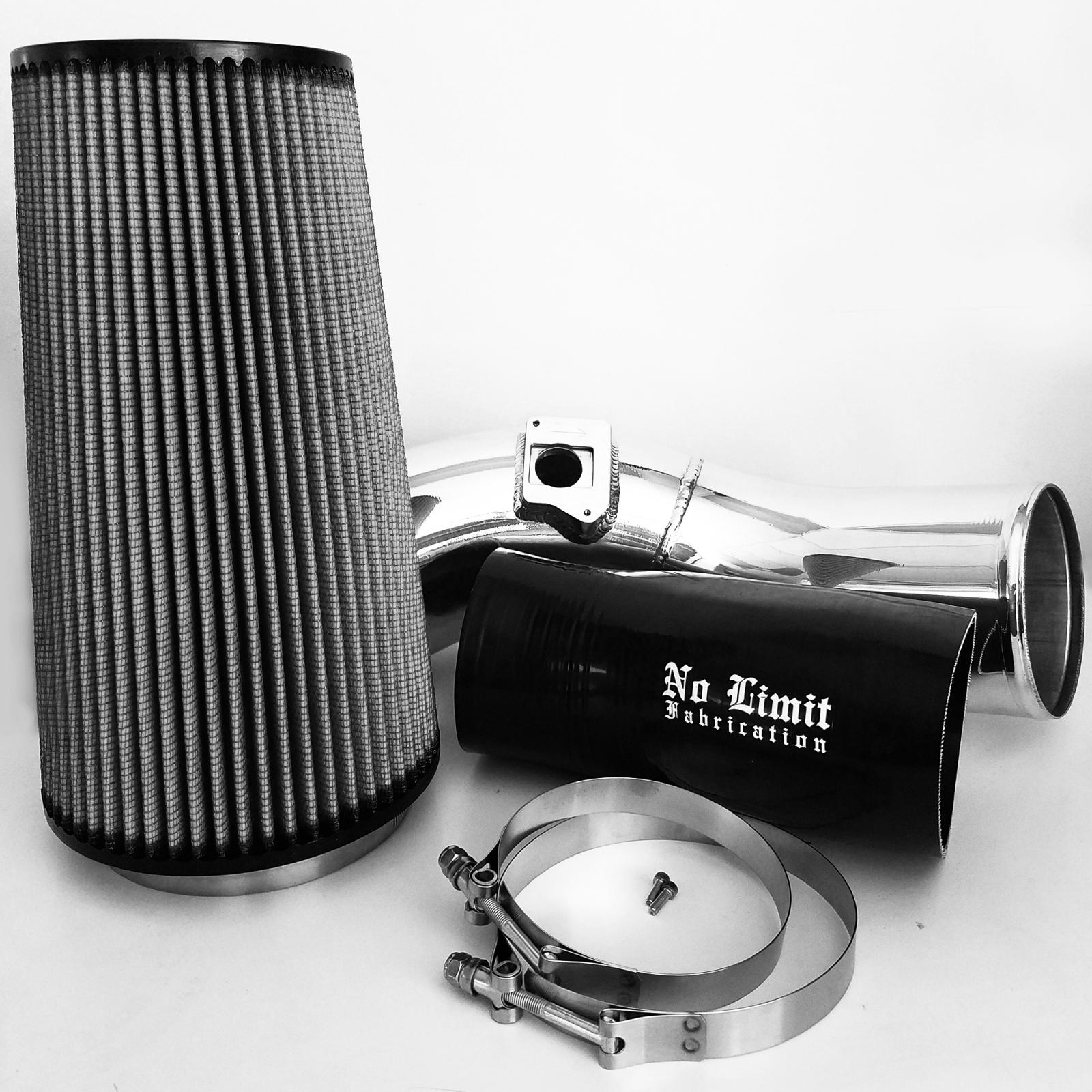 No Limit Fabrication 60CAIPD - 6.0 Cold Air Intake 03-07 Ford Super Duty Power Stroke Polished Dry Filter