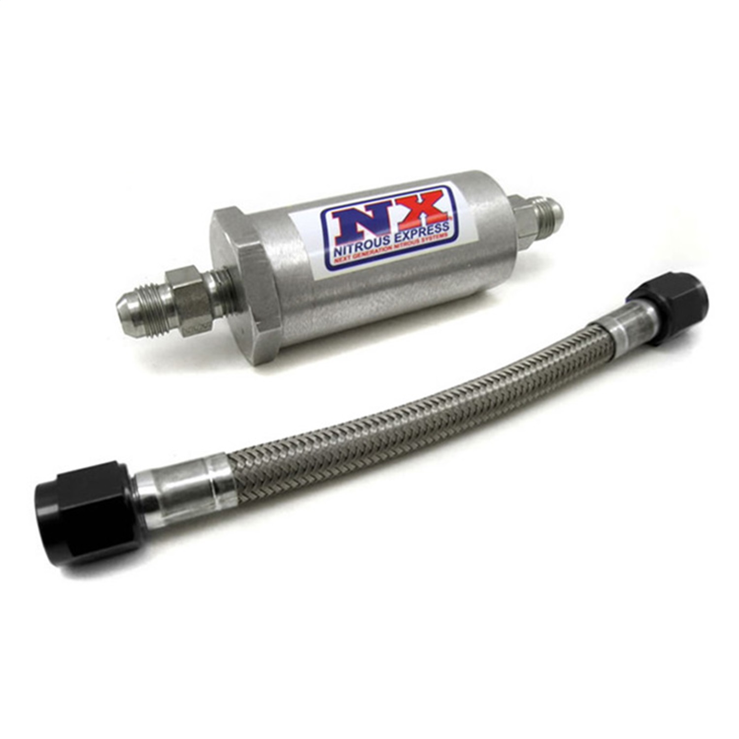Nitrous Express 15610 - 6AN Pure-Flo N2O Filter & 7 Stainless Hose (Lifetime Cleanable)