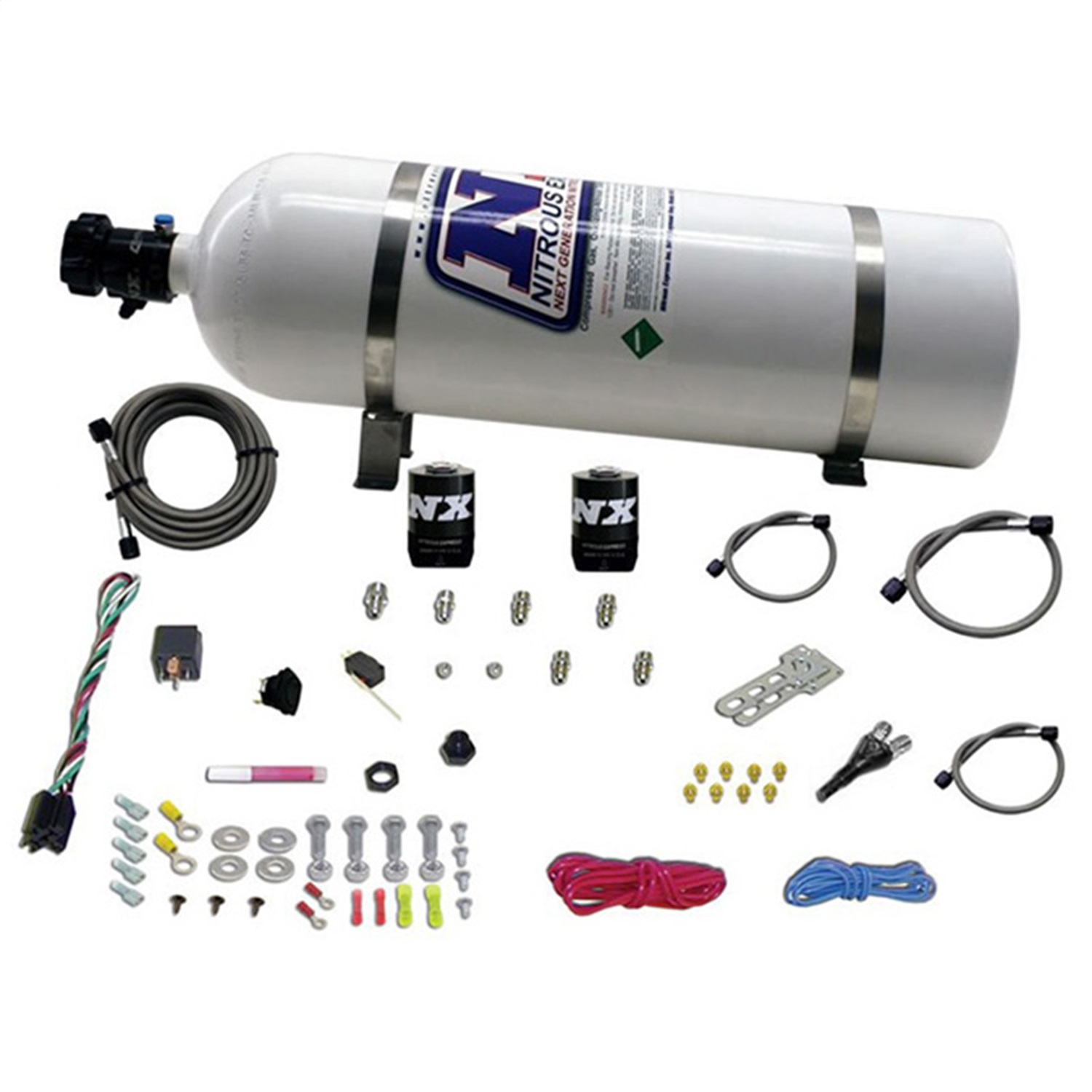 Nitrous Express 20112-15 - Shark SHO 400 HP Single Nozzle Nitrous Kit w/15lb Bottle