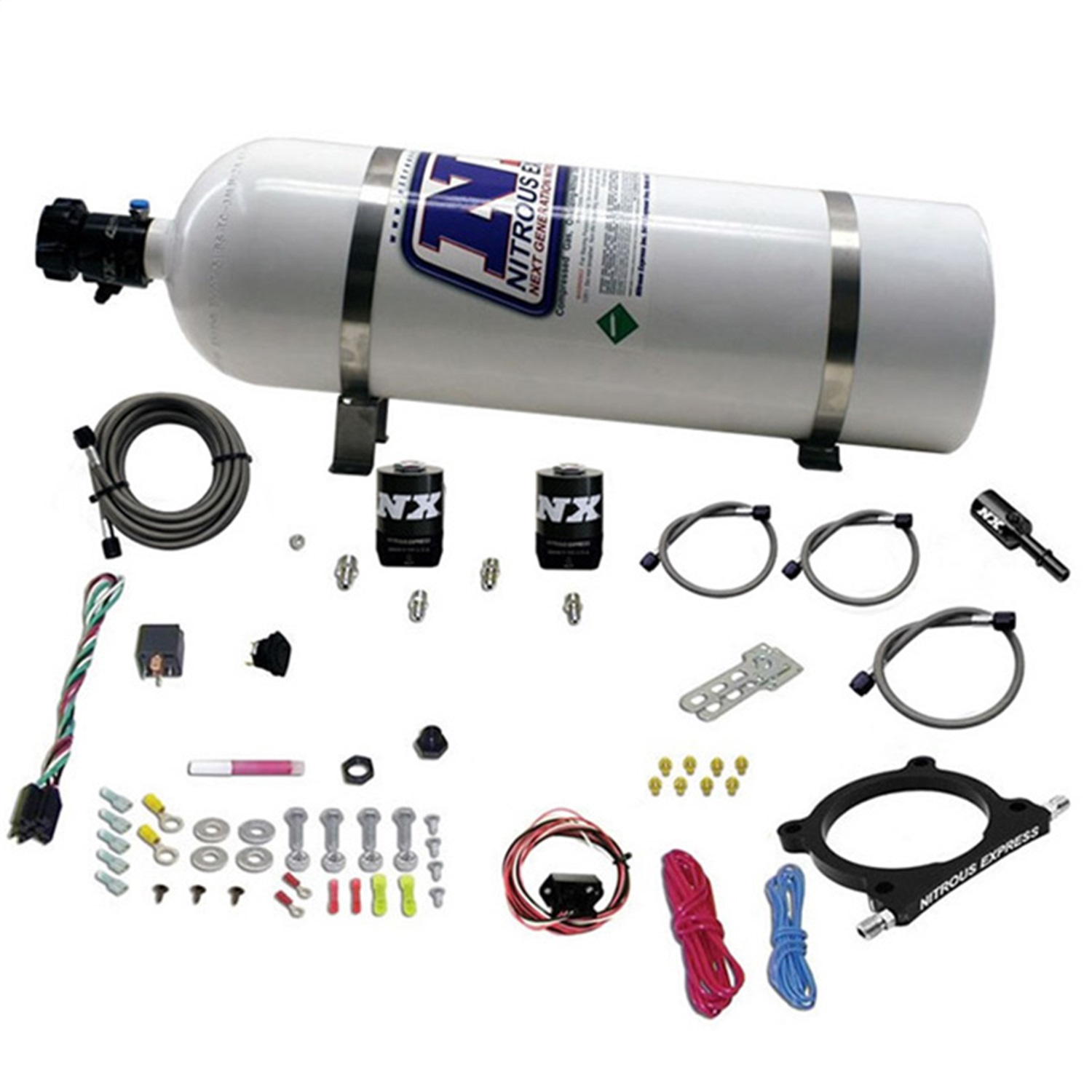 Nitrous Express 20951-15 - 11-15 Ford Mustang GT 5.0L High Output Nitrous Plate Kit (50-250HP) w/15lb Bottle Nitrous Express 20951-15 - 11-15 Ford Mustang GT 5.0L High Output Nitrous Plate Kit (50-250HP) w/15lb Bottle