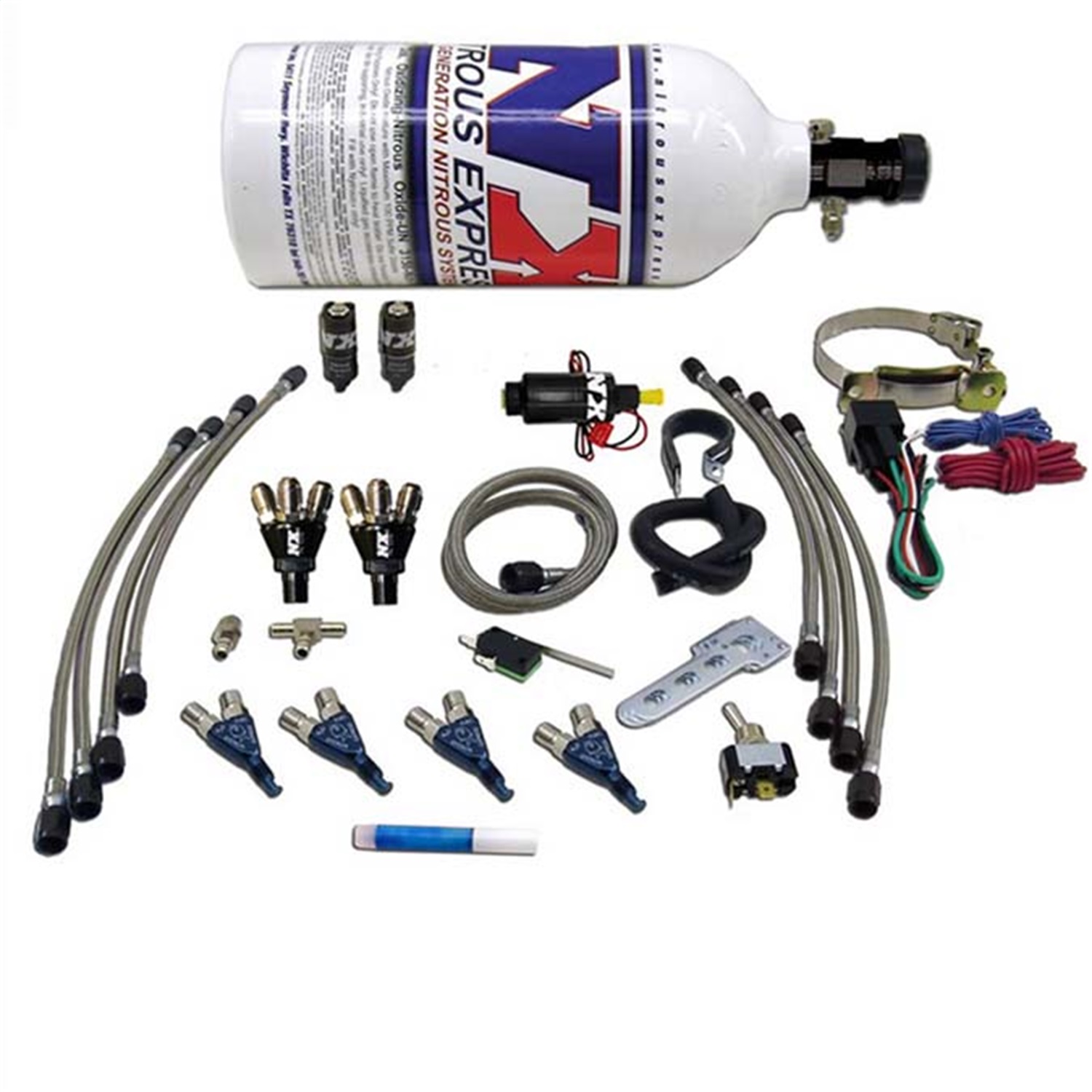 Nitrous Express 60005P - 4 Cyl Piranha Nitrous Kit w/2.5lb Bottle