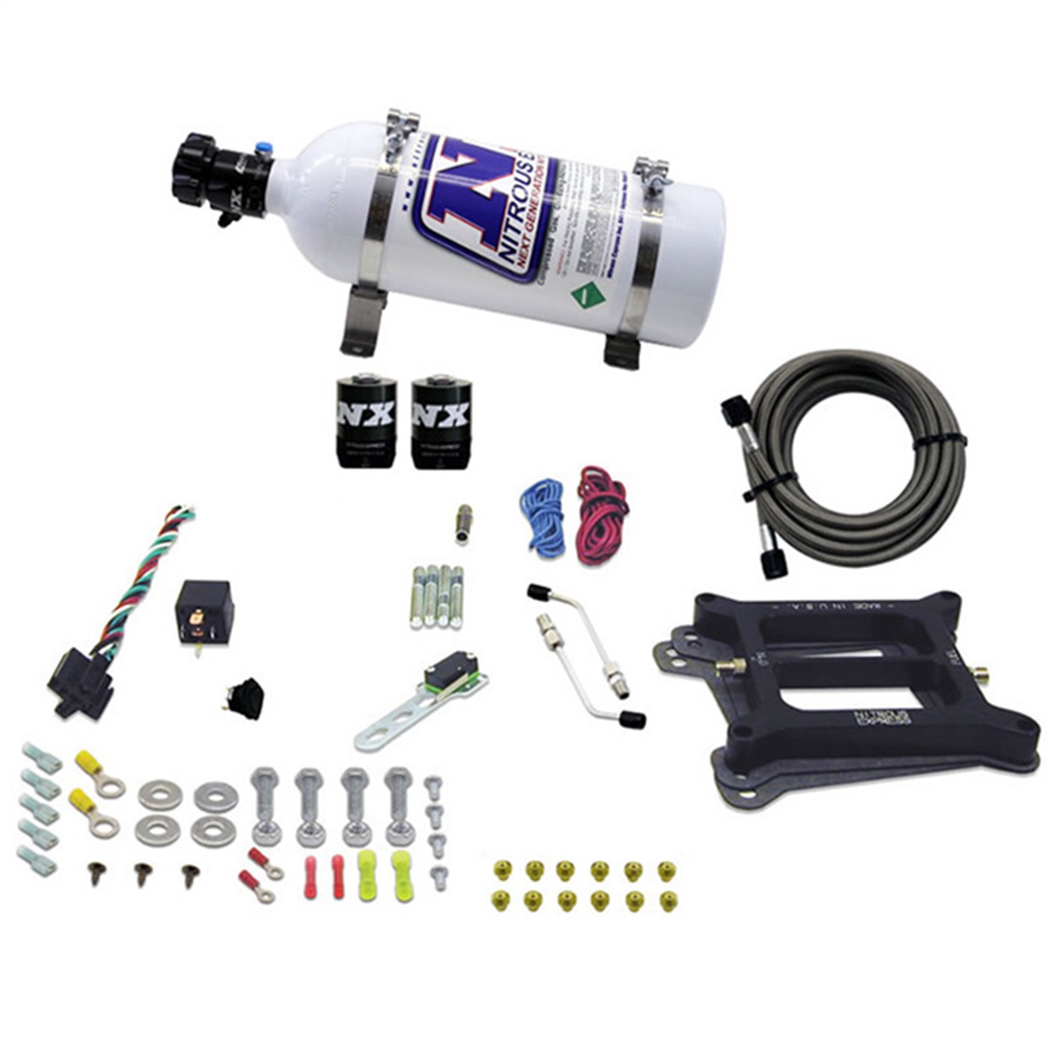 Nitrous Express 30040-05 - 4150 4-BBL/Gasoline Nitrous Kit (50-300HP) w/5lb Bottle