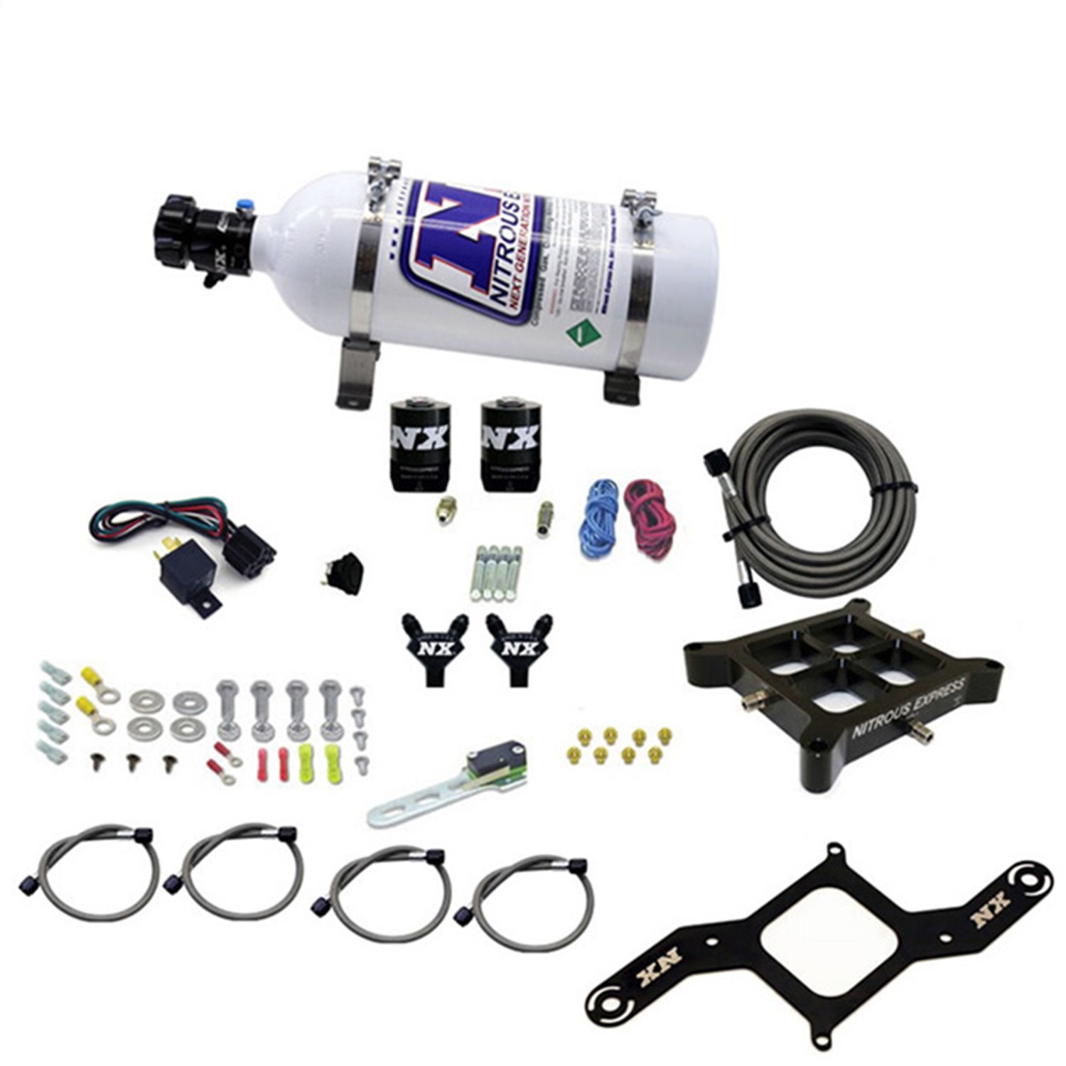 Nitrous Express 60542-05 - 4150 Billet Crossbar Pro-Power Nitrous Kit (100-500HP) w/5lb Bottle