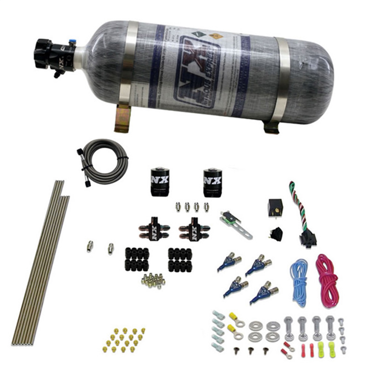Nitrous Express 80004-12 - 4 Cyl Gas (100-250HP) Nitrous Kit w/Composite Bottle