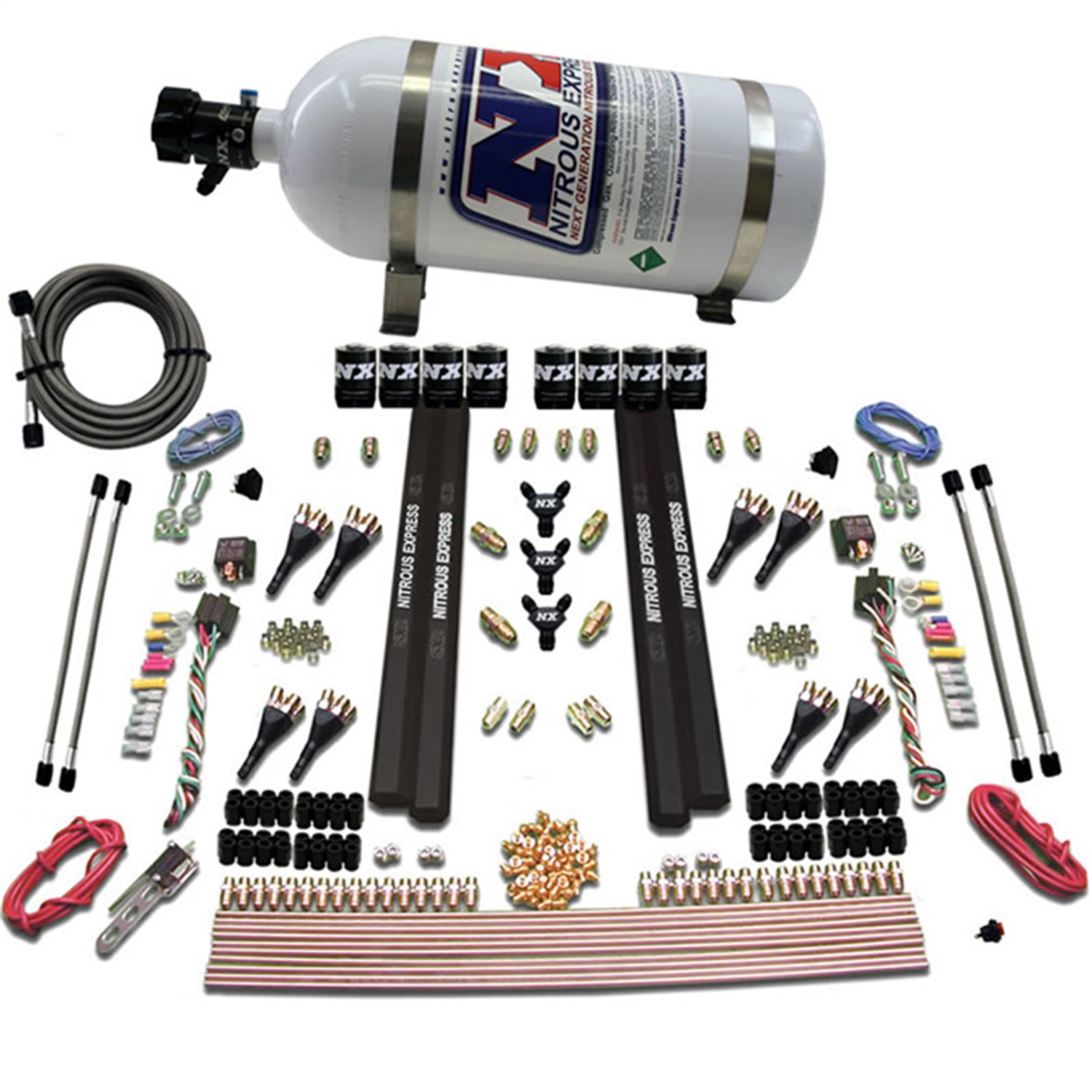 Nitrous Express 90009-10 - SX2 Dual Stage 8 Solenoid /Gasoline Nitrous Kit (200-1200HP) w/10lb Bottle Nitrous Express 90009-10 - SX2 Dual Stage 8 Solenoid /Gasoline Nitrous Kit (200-1200HP) w/10lb Bottle