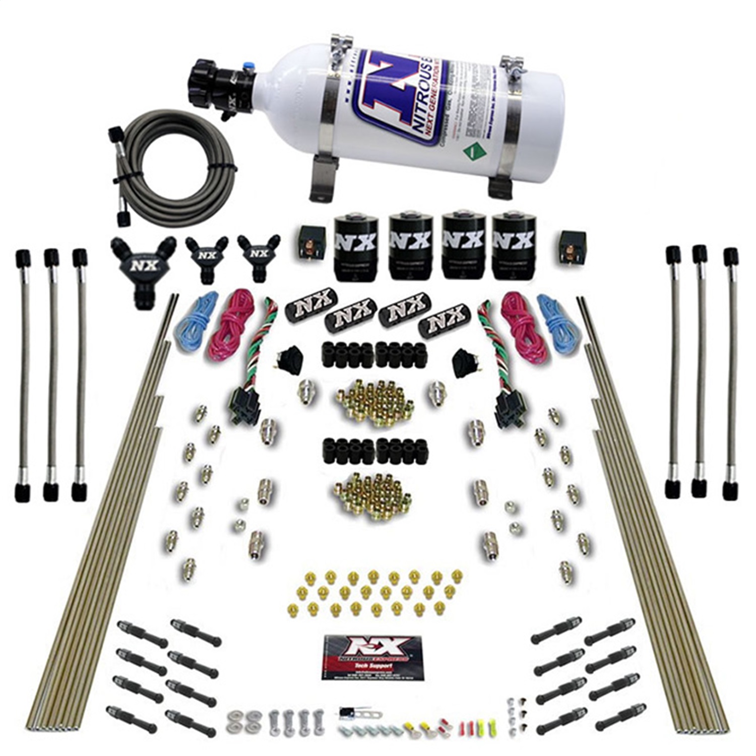 Nitrous Express 93106-05 - 8 Cyl Dry Direct Port Dual Stage 4 Solenoids Nitrous Kit (200-600HP) w/5lb Bottle Nitrous Express 93106-05 - 8 Cyl Dry Direct Port Dual Stage 4 Solenoids Nitrous Kit (200-600HP) w/5lb Bottle