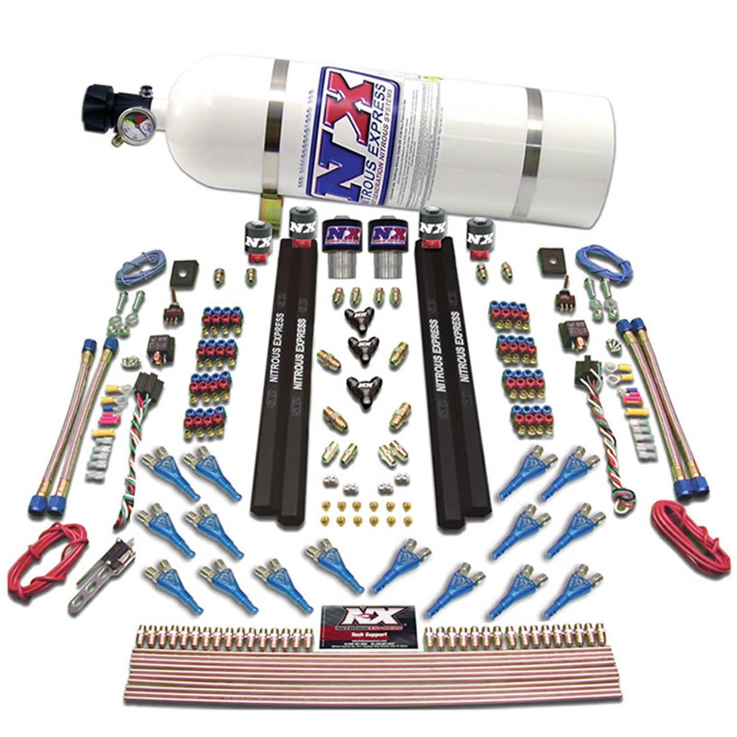 Nitrous Express 90208-12 - Shark Dual Stage/Gas/Rails 16 Nozzles Nitrous Kit (200-1200HP) w/Composite Bottle Nitrous Express 90208-12 - Shark Dual Stage/Gas/Rails 16 Nozzles Nitrous Kit (200-1200HP) w/Composite Bottle