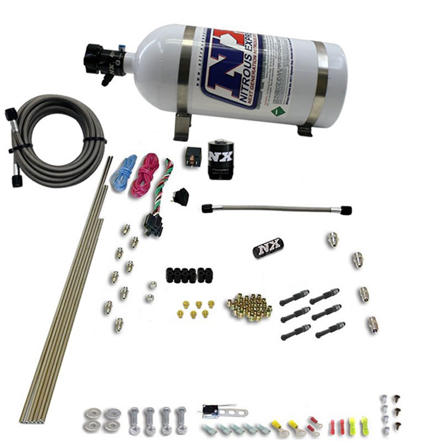Nitrous Express 93066-12 - 6 Cyl Dry Direct Port Nitrous Kit w/ 12lb Bottle