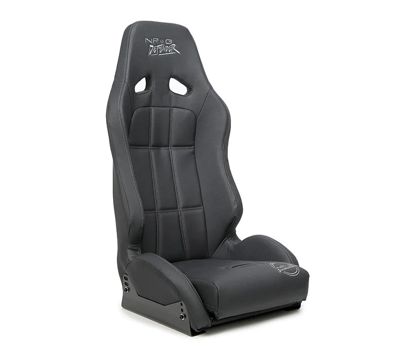 NRG DF-100BK-S - Defender Water Resistant Steel Frame Suspension Seats Black w/ Black Trim & Yellow Embroidery NRG DF-100BK-S - Defender Water Resistant Steel Frame Suspension Seats Black w/ Black Trim & Yellow Embroidery