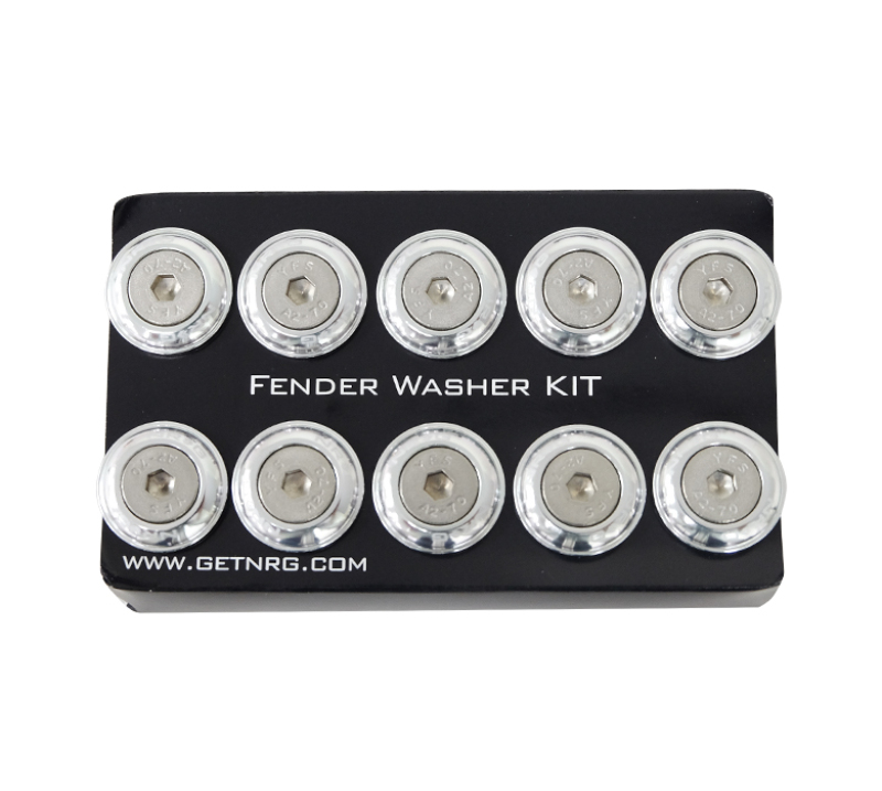 NRG FW-100SL - Fender Washer Kit w/Rivets For Plastic (Silver) - Set of 10