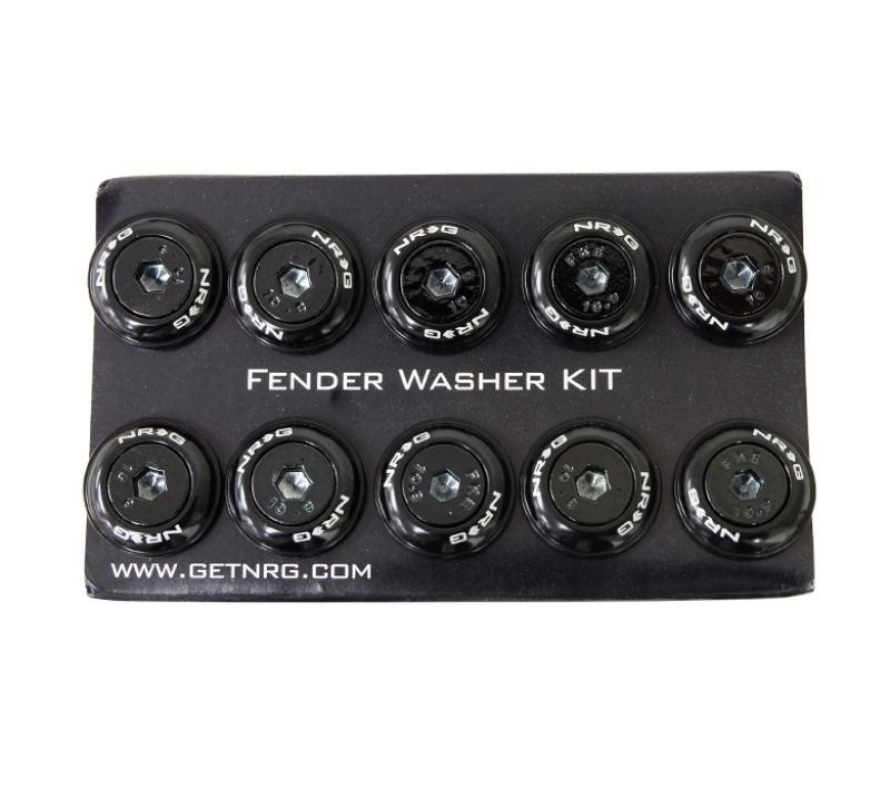 NRG FW-150BK - Fender Washer Kit w/Color Matched M6 Bolt Rivets For Plastic (Black) - Set of 10 NRG FW-150BK - Fender Washer Kit w/Color Matched M6 Bolt Rivets For Plastic (Black) - Set of 10