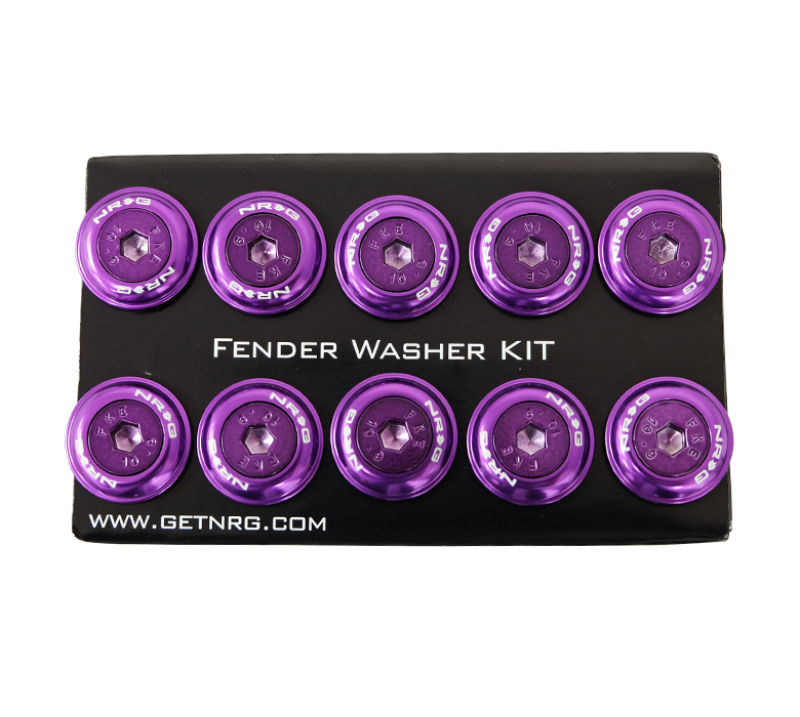 NRG FW-150PP - Fender Washer Kit w/Color Matched M6 Bolt Rivets For Plastic (Purple) - Set of 10 NRG FW-150PP - Fender Washer Kit w/Color Matched M6 Bolt Rivets For Plastic (Purple) - Set of 10
