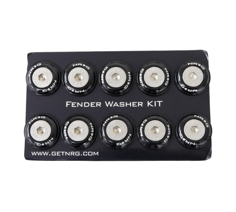NRG FW-100BK - Fender Washer Kit w/Rivets For Plastic (Black) - Set of 10 NRG FW-100BK - Fender Washer Kit w/Rivets For Plastic (Black) - Set of 10