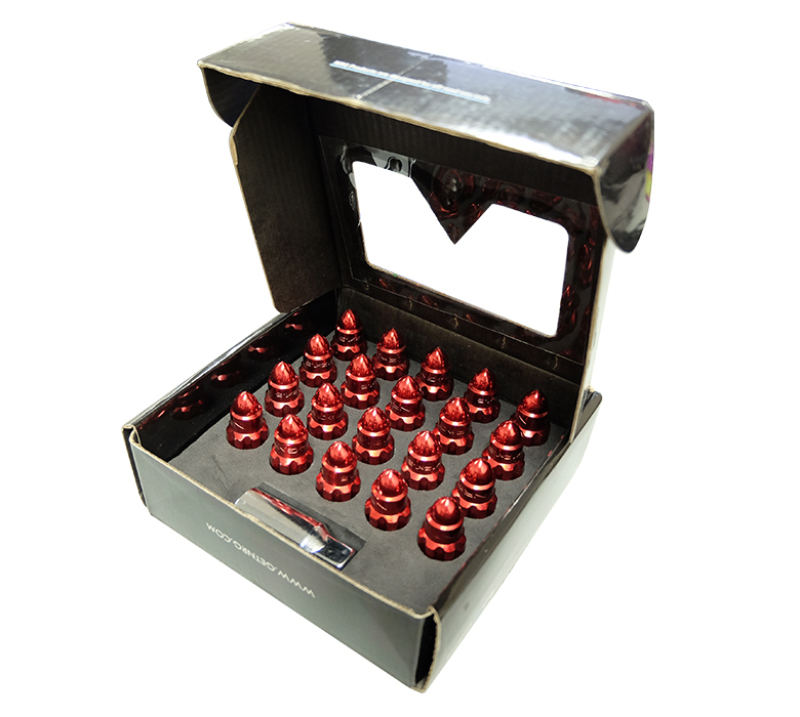 NRG LN-LS500RD-21 - 500 Series M12 X 1.5 Bullet Shape Steel Lug Nut Set - 21 Pc w/Lock Key - Red NRG LN-LS500RD-21 - 500 Series M12 X 1.5 Bullet Shape Steel Lug Nut Set - 21 Pc w/Lock Key - Red
